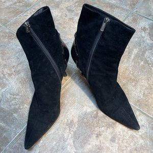Jimmy Choo black suede pointy toe ankle booties